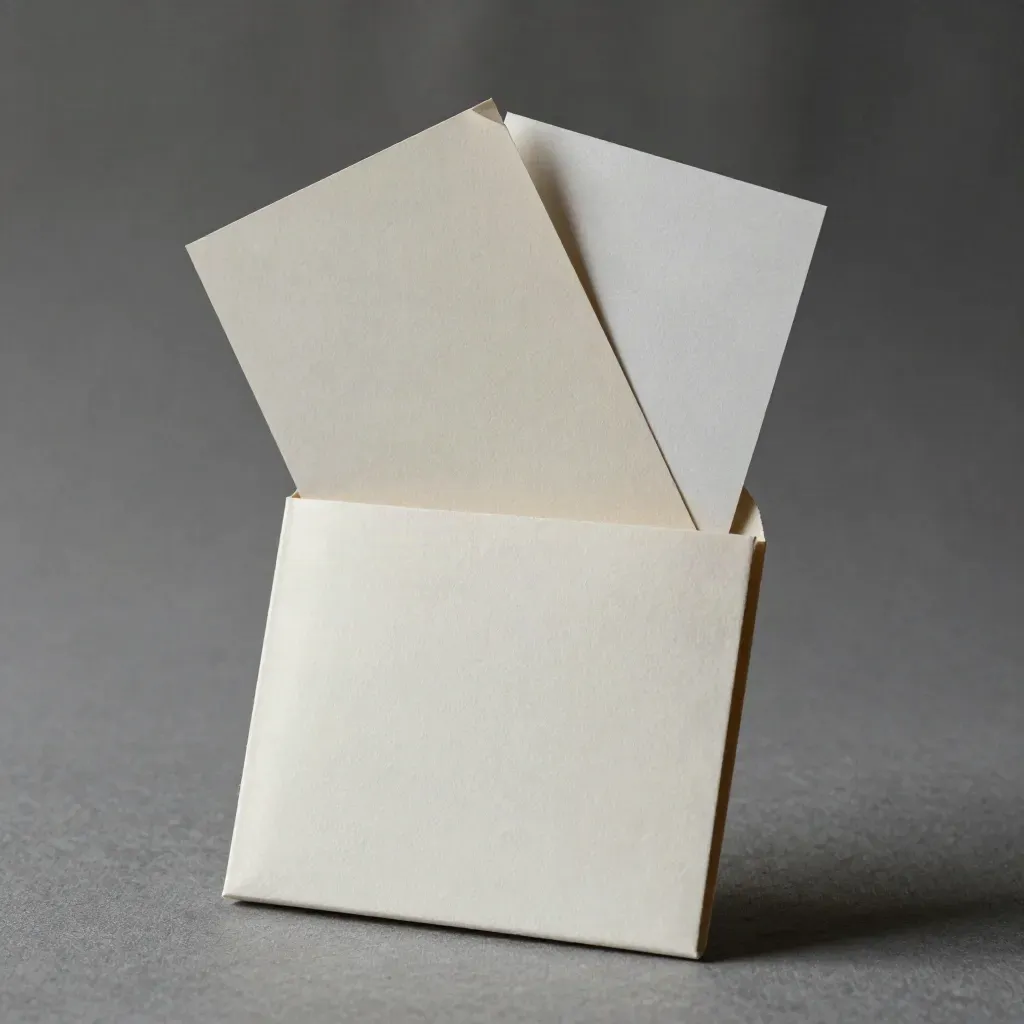 Floating survey packet, blank slips and booklet on ash-grey linen, lit with dramatic raking light